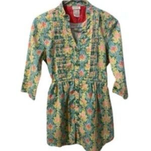 Matilda Jane Green Acres Floral Print Button Down Tunic Top Mini Dress size XS